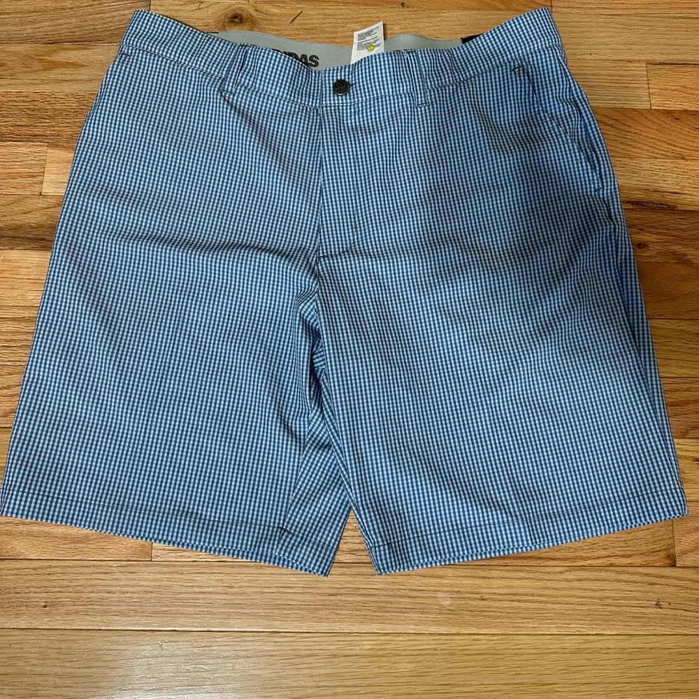 Adidas 365 Performance Shorts Mens Size 36 Tech Ink Gingham Woven Stretch New